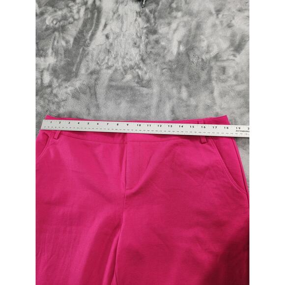 INC Mid Rise Skinny Cuffed Leg Pants Size 16 Bright Pink Stretch Office Career - Picture 5 of 9